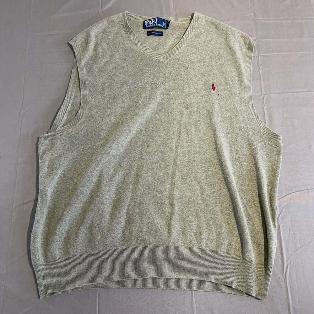 Polo Ralph Lauren Sweater Vest Size XL Gray Pima Cotton V-Neck